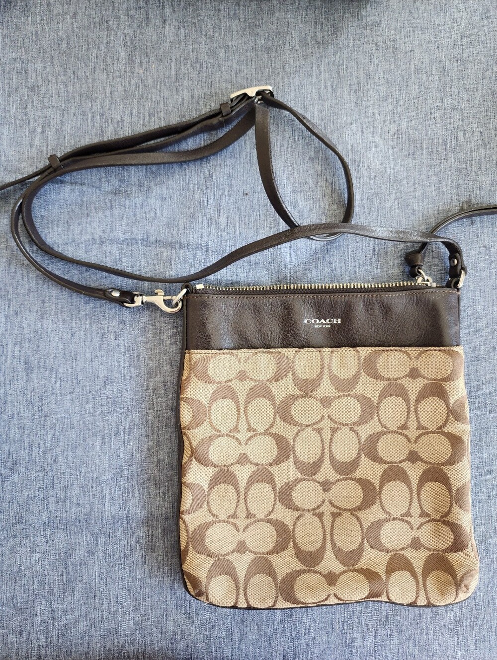 Coach Brown/Tan Signature Crossbody Shoulder Bag